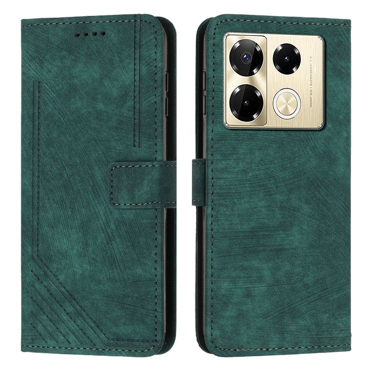 For Infinix Note 40 Pro 4G / 5G Skin Feel Stripe Pattern Leather Phone Case with Lanyard(Green) - Infinix Cases by PMC Jewellery | Online Shopping South Africa | PMC Jewellery | Buy Now Pay Later Mobicred