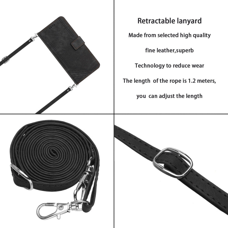 For Infinix Note 40 Pro 4G / 5G Skin Feel Stripe Pattern Leather Phone Case with Lanyard(Black) - Infinix Cases by PMC TechLife | Online Shopping South Africa | PMC TechLife | Buy Now Pay Later Mobicred