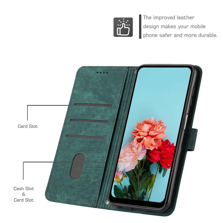 For Infinix Note 40 4G Skin Feel Stripe Pattern Leather Phone Case with Lanyard(Green) - Infinix Cases by PMC TechLife | Online Shopping South Africa | PMC TechLife | Buy Now Pay Later Mobicred