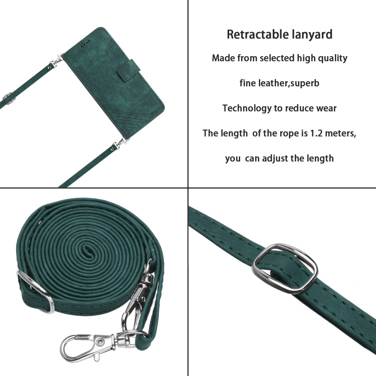 For Infinix Note 40 4G Skin Feel Stripe Pattern Leather Phone Case with Lanyard(Green) - Infinix Cases by PMC TechLife | Online Shopping South Africa | PMC TechLife | Buy Now Pay Later Mobicred