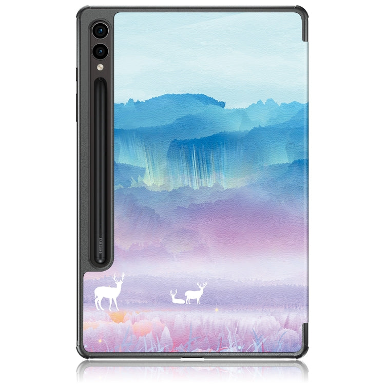 For Samsung Galaxy Tab S9+ Custer Painted 3-Fold Holder Smart Leather Tablet Case(Dream Deer) - free shipping - PMC Jewellery - Order now!
