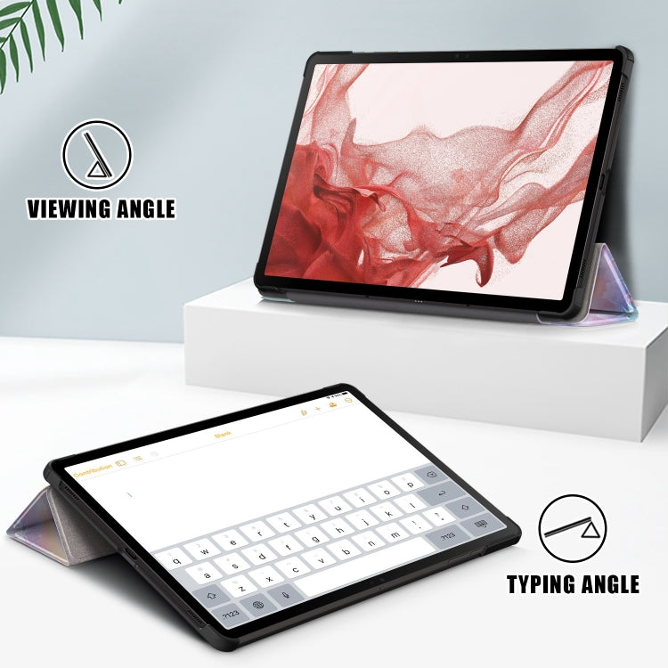 For Samsung Galaxy Tab S9+ Custer Painted 3-Fold Holder Smart Leather Tablet Case(Dream Deer) - free shipping - PMC Jewellery - Order now!