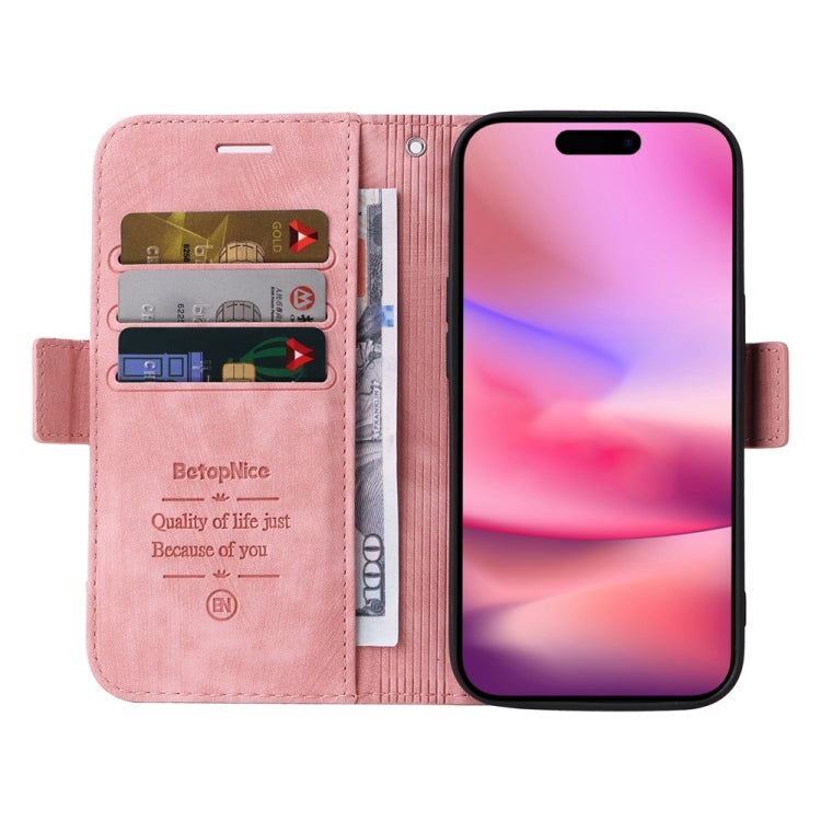 For iPhone 16 BETOPNICE Dual-side Buckle Leather Phone Case(Pink) - iPhone 16 Cases by BETOPNICE | Online Shopping South Africa | PMC Jewellery | Buy Now Pay Later Mobicred