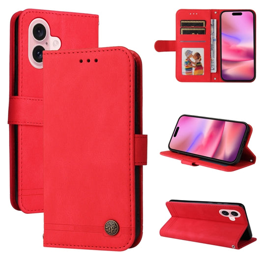 For iPhone 16 Skin Feel Life Tree Leather Phone Case(Red) - iPhone 16 Cases by PMC Jewellery | Online Shopping South Africa | PMC Jewellery | Buy Now Pay Later Mobicred