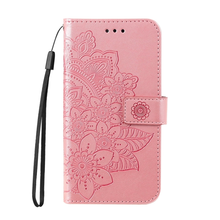 For iPhone 16 Pro Max 7-petal Flowers Embossing Leather Phone Case(Rose Gold) - iPhone 16 Pro Max Cases by PMC Jewellery | Online Shopping South Africa | PMC Jewellery | Buy Now Pay Later Mobicred