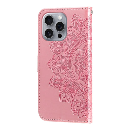 For iPhone 16 Pro Max 7-petal Flowers Embossing Leather Phone Case(Rose Gold) - iPhone 16 Pro Max Cases by PMC Jewellery | Online Shopping South Africa | PMC Jewellery | Buy Now Pay Later Mobicred