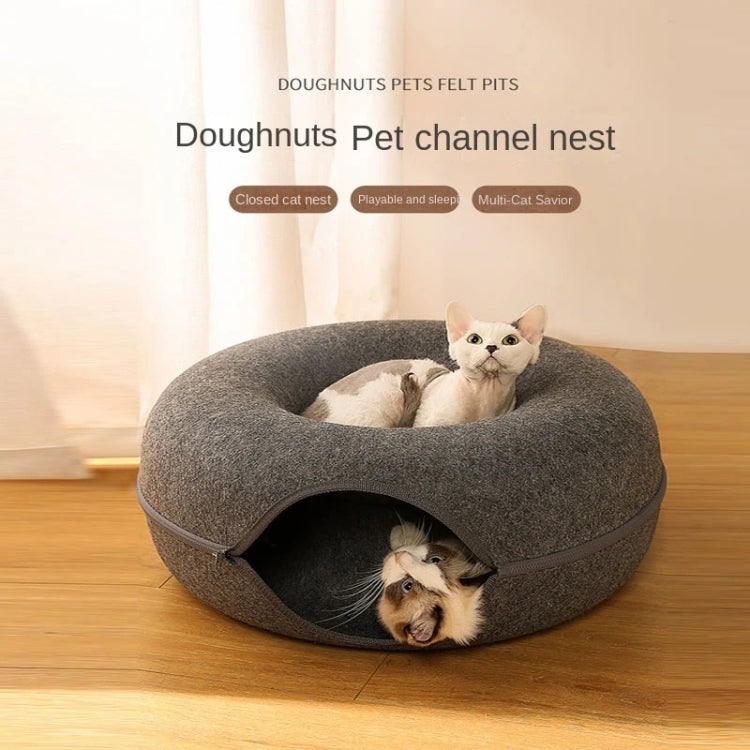 Round Wool Felt Cat Litter Tunnel Cat Litter, Size:60x60x27cm(Dark Grey) - Beds by PMC TechLife | Online Shopping South Africa | PMC TechLife | Buy Now Pay Later Mobicred