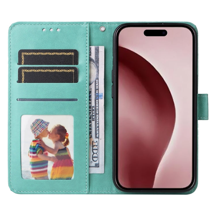 For iPhone 16 Pro Embossed Sunflower Leather Phone Case(Green) - iPhone 16 Pro Cases by PMC TechLife | Online Shopping South Africa | PMC TechLife | Buy Now Pay Later Mobicred