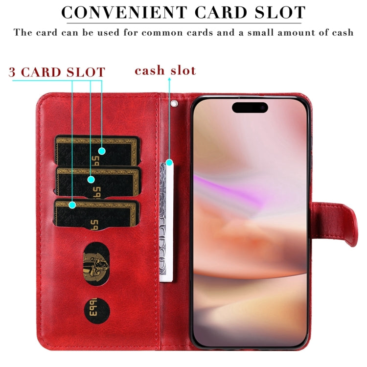 For iPhone 16 Plus Fashion Calf Texture Zipper Leather Phone Case(Red) - iPhone 16 Plus Cases by PMC Jewellery | Online Shopping South Africa | PMC Jewellery | Buy Now Pay Later Mobicred