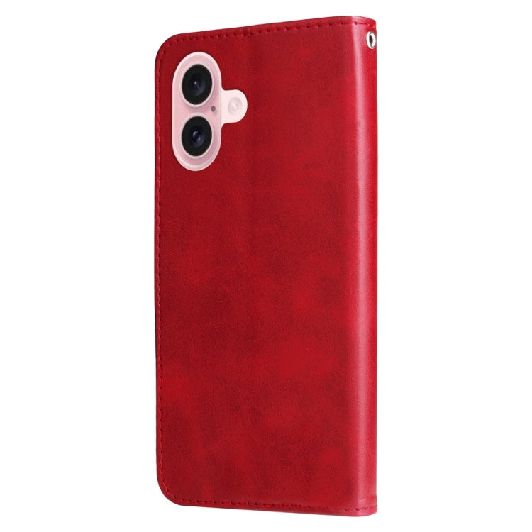 For iPhone 16 Fashion Calf Texture Zipper Leather Phone Case(Red) - iPhone 16 Cases by PMC Jewellery | Online Shopping South Africa | PMC Jewellery | Buy Now Pay Later Mobicred