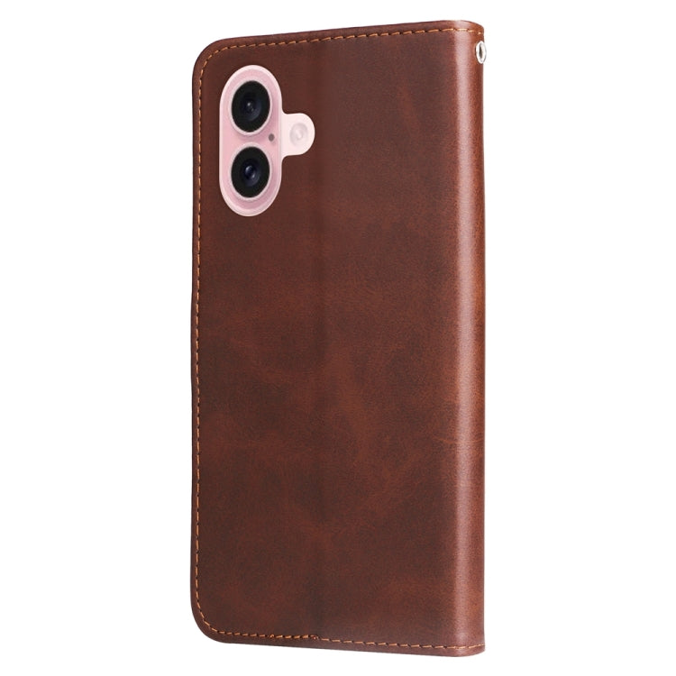 For iPhone 16 Fashion Calf Texture Zipper Leather Phone Case(Brown) - iPhone 16 Cases by PMC TechLife | Online Shopping South Africa | PMC TechLife | Buy Now Pay Later Mobicred