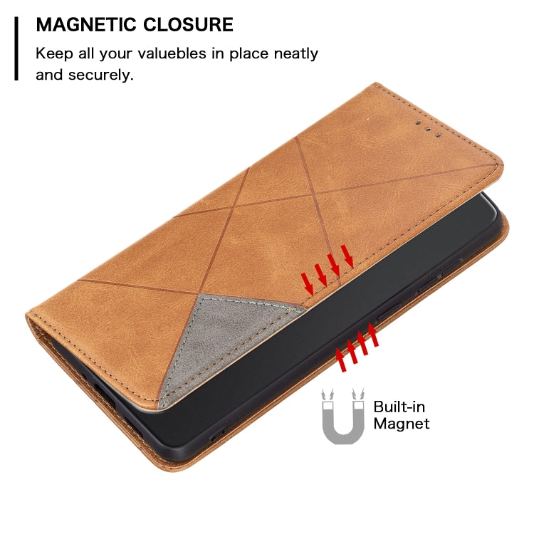 For iPhone 16 Plus Rhombus Texture Magnetic Leather Phone Case(Yellow) - iPhone 16 Plus Cases by PMC TechLife | Online Shopping South Africa | PMC TechLife | Buy Now Pay Later Mobicred