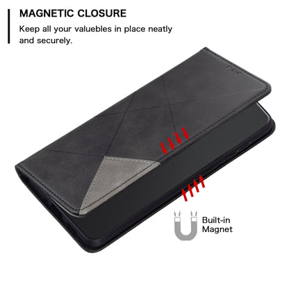 For iPhone 16 Plus Rhombus Texture Magnetic Leather Phone Case(Black) - iPhone 16 Plus Cases by PMC Jewellery | Online Shopping South Africa | PMC Jewellery | Buy Now Pay Later Mobicred