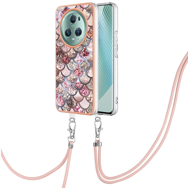 For Honor Magic5 Pro Electroplating IMD TPU Phone Case with Lanyard(Pink Scales) - Honor Cases by PMC Jewellery | Online Shopping South Africa | PMC Jewellery | Buy Now Pay Later Mobicred