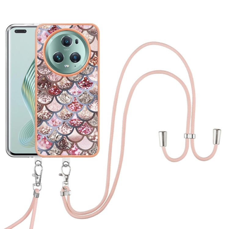 For Honor Magic5 Pro Electroplating IMD TPU Phone Case with Lanyard(Pink Scales) - Honor Cases by PMC Jewellery | Online Shopping South Africa | PMC Jewellery | Buy Now Pay Later Mobicred