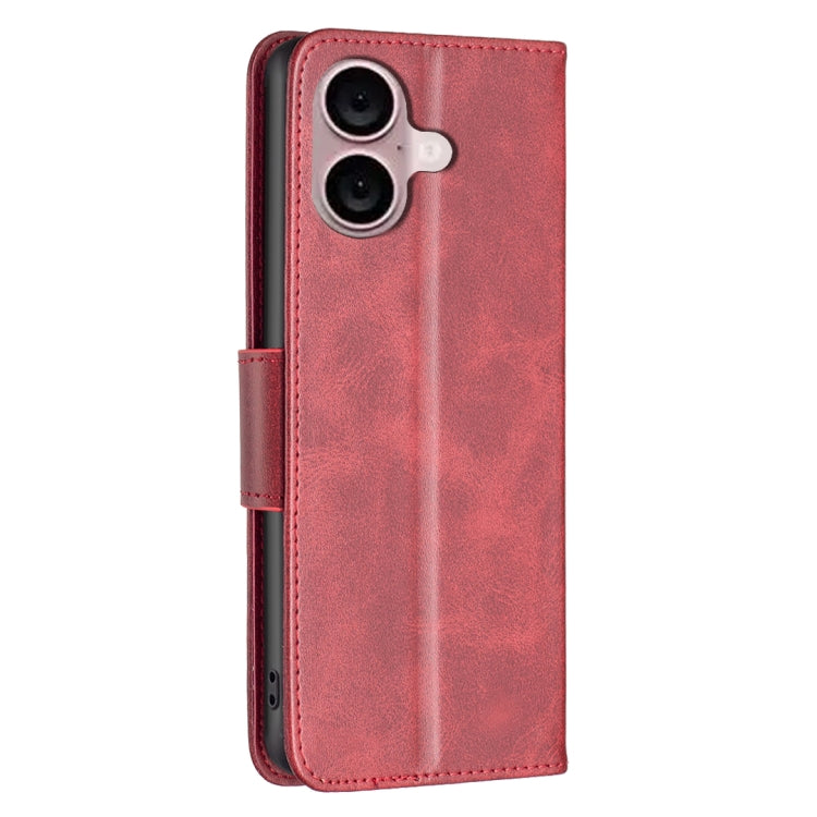 For iPhone 16 Lambskin Texture Pure Color Flip Leather Phone Case(Red) - iPhone 16 Cases by PMC Jewellery | Online Shopping South Africa | PMC Jewellery | Buy Now Pay Later Mobicred