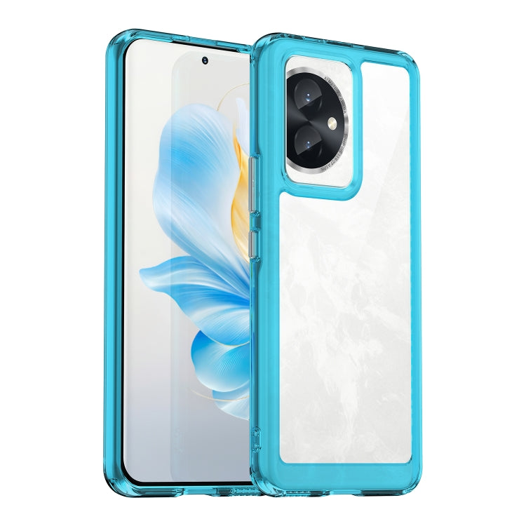 For Honor 100 Colorful Series Acrylic Hybrid TPU Phone Case(Transparent Blue) - Honor Cases by PMC Jewellery | Online Shopping South Africa | PMC Jewellery | Buy Now Pay Later Mobicred