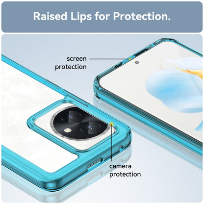 For Honor 100 Colorful Series Acrylic Hybrid TPU Phone Case(Transparent Blue) - Honor Cases by PMC Jewellery | Online Shopping South Africa | PMC Jewellery | Buy Now Pay Later Mobicred