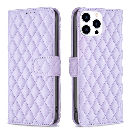 For iPhone 16 Pro Diamond Lattice Wallet Flip Leather Phone Case(Purple) - iPhone 16 Pro Cases by PMC Jewellery | Online Shopping South Africa | PMC Jewellery | Buy Now Pay Later Mobicred