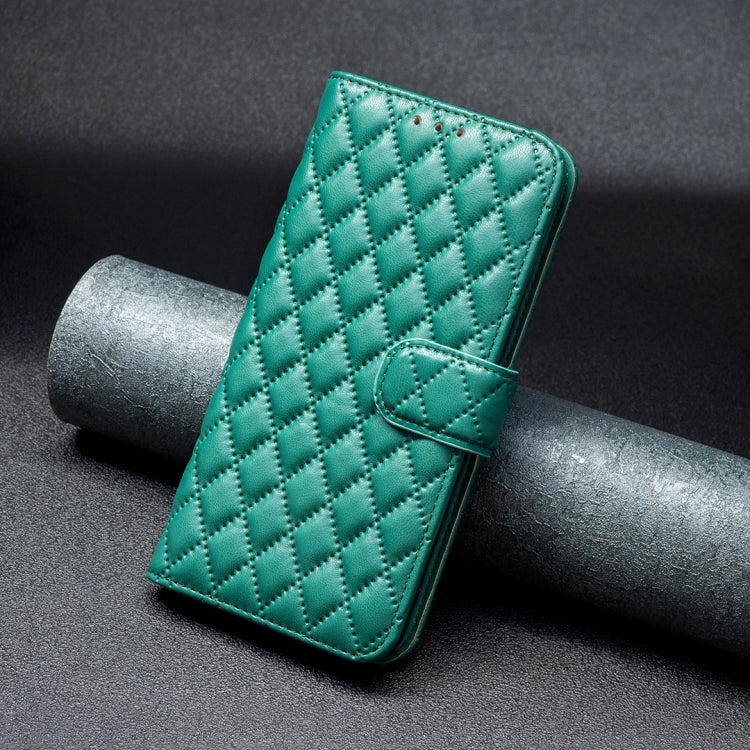 For iPhone 16 Diamond Lattice Wallet Flip Leather Phone Case(Green) - iPhone 16 Cases by PMC TechLife | Online Shopping South Africa | PMC TechLife | Buy Now Pay Later Mobicred