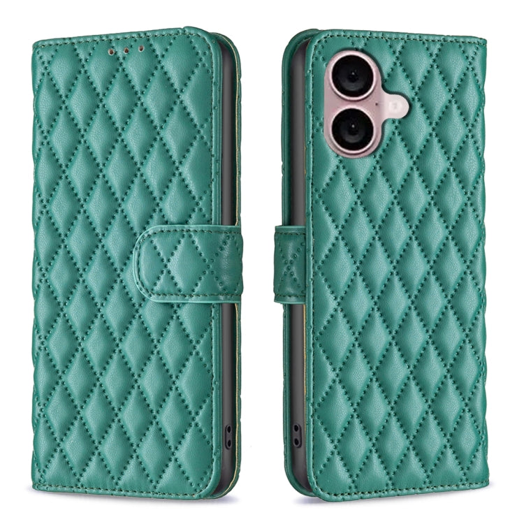 For iPhone 16 Plus Diamond Lattice Wallet Flip Leather Phone Case(Green) - iPhone 16 Plus Cases by PMC Jewellery | Online Shopping South Africa | PMC Jewellery | Buy Now Pay Later Mobicred