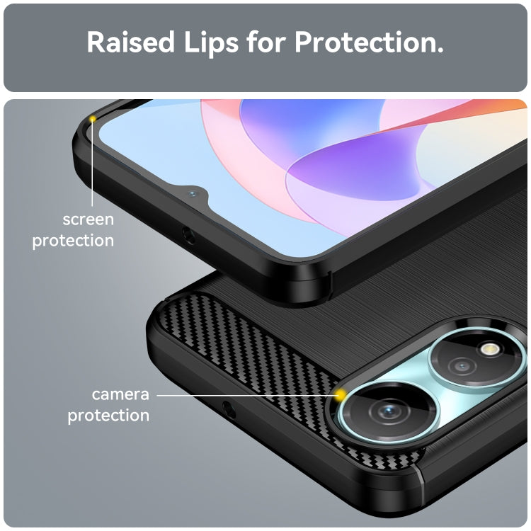For Honor X7b Brushed Texture Carbon Fiber TPU Phone Case(Black) - Honor Cases by PMC TechLife | Online Shopping South Africa | PMC TechLife