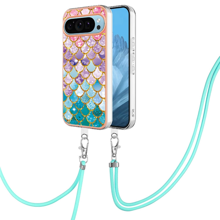 For Google Pixel 9 Pro XL Electroplating IMD TPU Phone Case with Lanyard(Colorful Scales) - Google Cases by PMC Jewellery | Online Shopping South Africa | PMC Jewellery | Buy Now Pay Later Mobicred