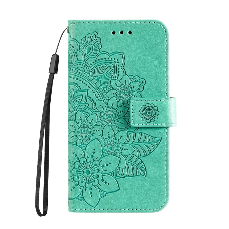 For Google Pixel 9 7-petal Flowers Embossing Leather Phone Case(Green) - Google Cases by PMC Jewellery | Online Shopping South Africa | PMC Jewellery | Buy Now Pay Later Mobicred