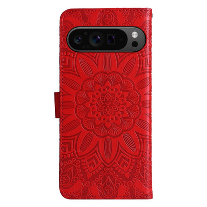 For Google Pixel 9 Pro Embossed Sunflower Leather Phone Case(Red) - Google Cases by PMC Jewellery | Online Shopping South Africa | PMC Jewellery | Buy Now Pay Later Mobicred