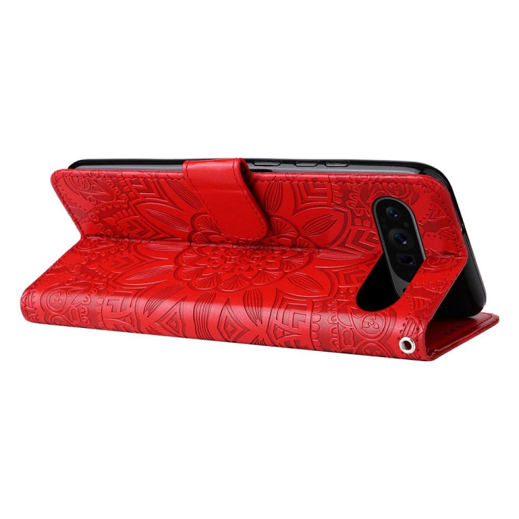 For Google Pixel 9 Pro Embossed Sunflower Leather Phone Case(Red) - Google Cases by PMC Jewellery | Online Shopping South Africa | PMC Jewellery | Buy Now Pay Later Mobicred