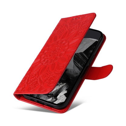 For Google Pixel 9 Pro Embossed Sunflower Leather Phone Case(Red) - Google Cases by PMC Jewellery | Online Shopping South Africa | PMC Jewellery | Buy Now Pay Later Mobicred