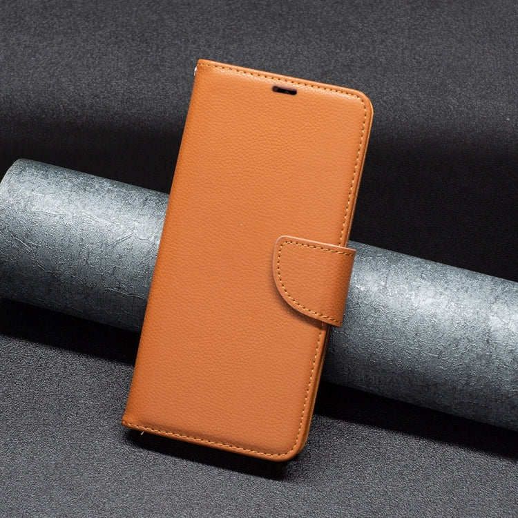 For iPhone 16 Plus Litchi Texture Pure Color Flip Leather Phone Case(Brown) - iPhone 16 Plus Cases by PMC TechLife | Online Shopping South Africa | PMC TechLife | Buy Now Pay Later Mobicred