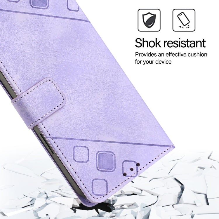 For iPhone SE 2024 Skin-feel Embossed Leather Phone Case(Light Purple) - More iPhone Cases by PMC Jewellery | Online Shopping South Africa | PMC Jewellery | Buy Now Pay Later Mobicred