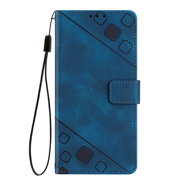 For iPhone SE 2024 Skin-feel Embossed Leather Phone Case(Blue) - More iPhone Cases by PMC Jewellery | Online Shopping South Africa | PMC Jewellery | Buy Now Pay Later Mobicred