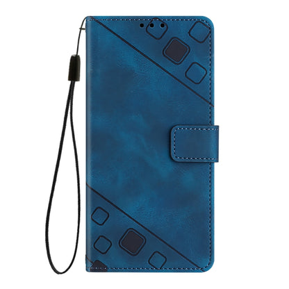 For iPhone SE 2024 Skin-feel Embossed Leather Phone Case(Blue) - More iPhone Cases by PMC Jewellery | Online Shopping South Africa | PMC Jewellery | Buy Now Pay Later Mobicred