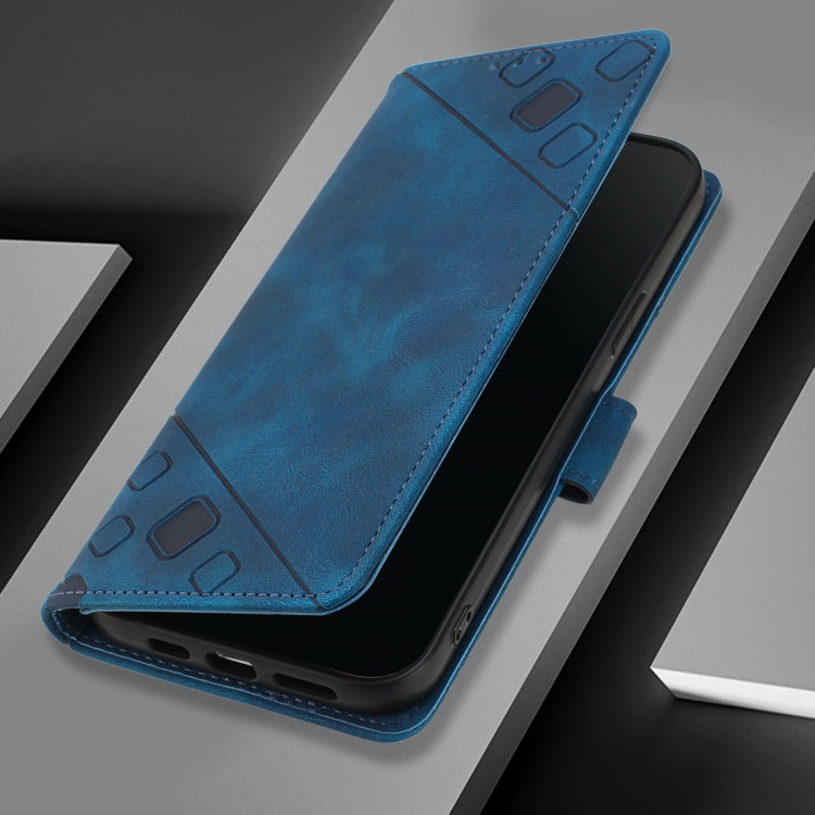 For iPhone SE 2024 Skin-feel Embossed Leather Phone Case(Blue) - More iPhone Cases by PMC Jewellery | Online Shopping South Africa | PMC Jewellery | Buy Now Pay Later Mobicred