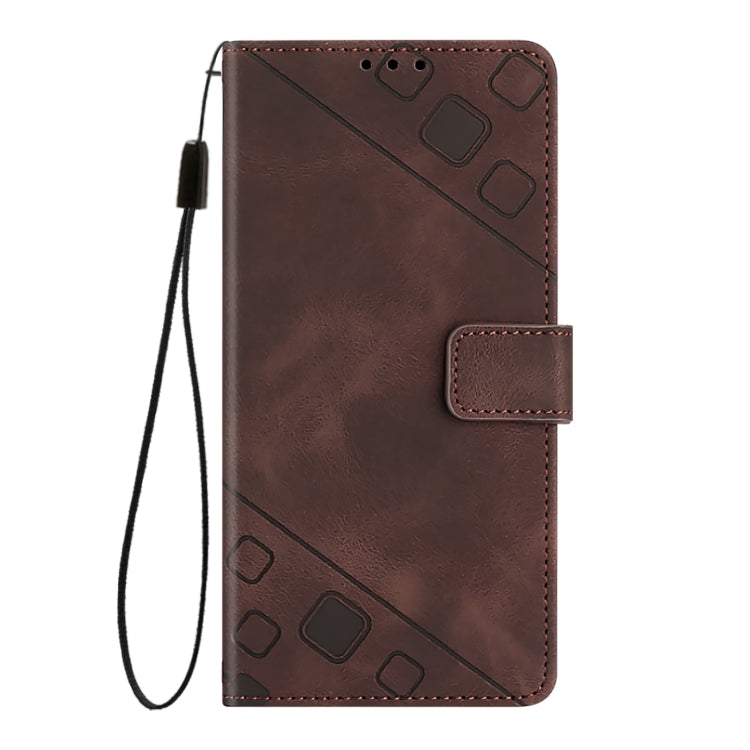 For iPhone SE 2024 Skin-feel Embossed Leather Phone Case(Brown) - More iPhone Cases by PMC Jewellery | Online Shopping South Africa | PMC Jewellery | Buy Now Pay Later Mobicred