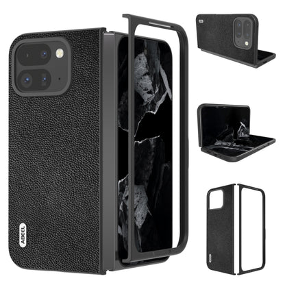 For Google Pixel 9 Pro Fold ABEEL Black Edge Genuine Leather Mino Phone Case(Black) - Google Cases by PMC Jewellery | Online Shopping South Africa | PMC Jewellery | Buy Now Pay Later Mobicred