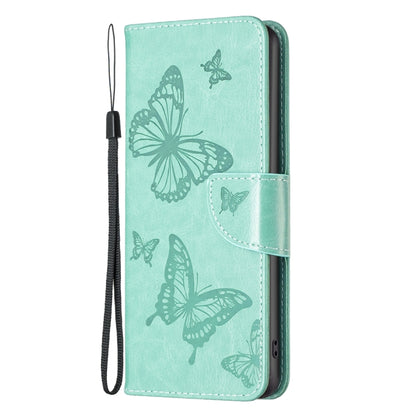 For iPhone 16 Pro Max Embossing Two Butterflies Pattern Leather Phone Case(Green) - iPhone 16 Pro Max Cases by PMC Jewellery | Online Shopping South Africa | PMC Jewellery | Buy Now Pay Later Mobicred