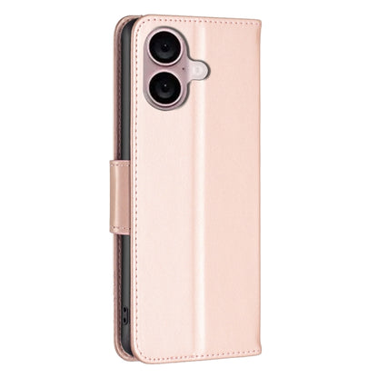 For iPhone 16 Embossing Two Butterflies Pattern Leather Phone Case(Rose Gold) - iPhone 16 Cases by PMC Jewellery | Online Shopping South Africa | PMC Jewellery | Buy Now Pay Later Mobicred