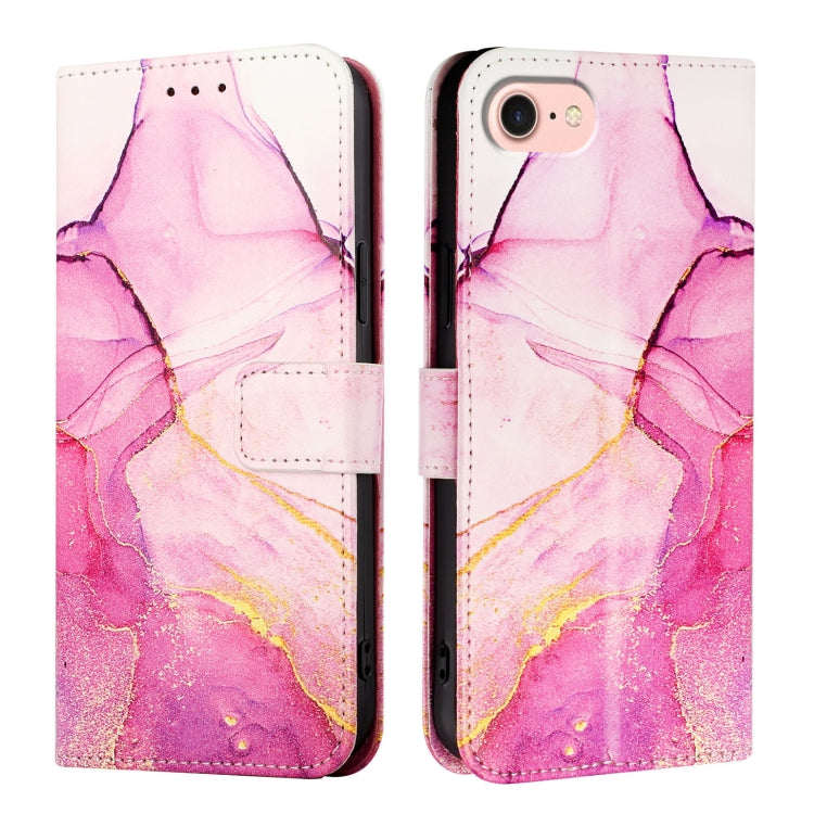 For iPhone SE 2024 PT003 Marble Pattern Flip Leather Phone Case(Pink Purple Gold LS001) - More iPhone Cases by PMC Jewellery | Online Shopping South Africa | PMC Jewellery | Buy Now Pay Later Mobicred