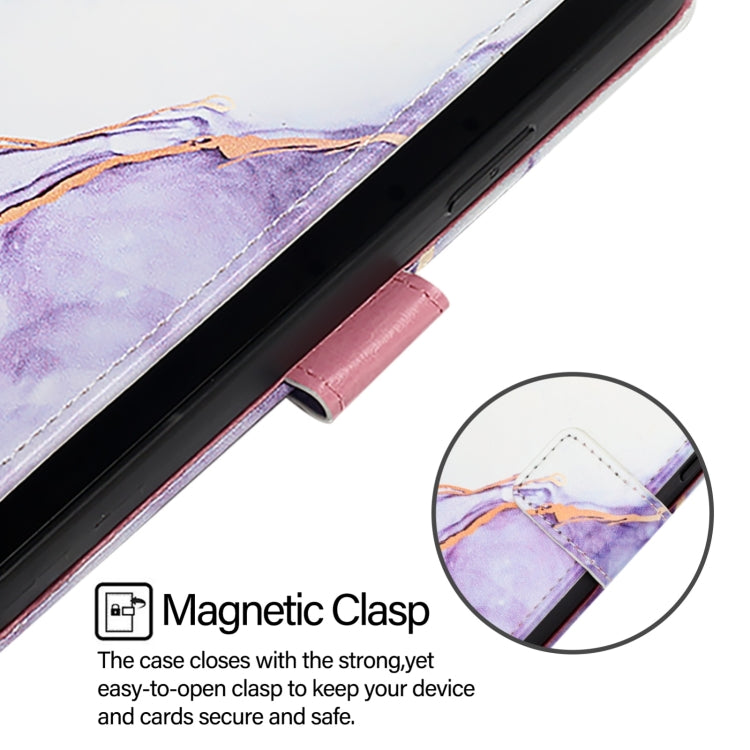 For iPhone 16 Pro Max PT003 Marble Pattern Flip Leather Phone Case(White Purple LS006) - iPhone 16 Pro Max Cases by PMC Jewellery | Online Shopping South Africa | PMC Jewellery | Buy Now Pay Later Mobicred