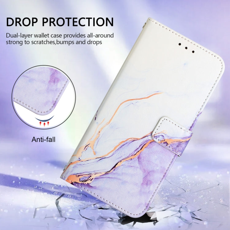 For iPhone 16 Pro Max PT003 Marble Pattern Flip Leather Phone Case(White Purple LS006) - iPhone 16 Pro Max Cases by PMC Jewellery | Online Shopping South Africa | PMC Jewellery | Buy Now Pay Later Mobicred