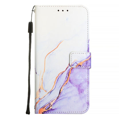 For iPhone 16 PT003 Marble Pattern Flip Leather Phone Case(White Purple LS006) - iPhone 16 Cases by PMC Jewellery | Online Shopping South Africa | PMC Jewellery | Buy Now Pay Later Mobicred