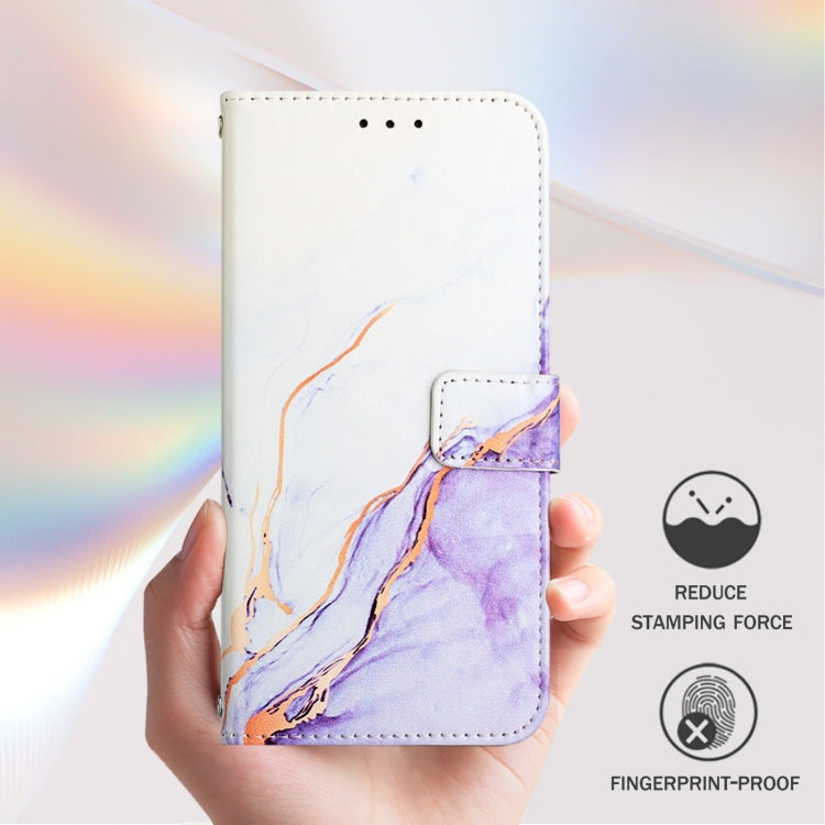 For iPhone 16 PT003 Marble Pattern Flip Leather Phone Case(White Purple LS006) - iPhone 16 Cases by PMC TechLife | Online Shopping South Africa | PMC TechLife | Buy Now Pay Later Mobicred