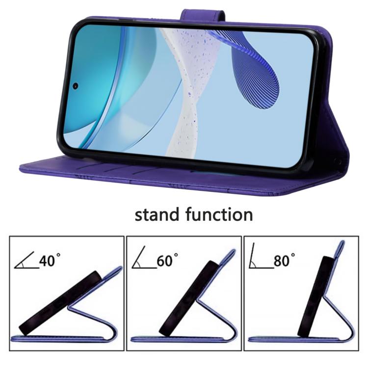 For iPhone 16e Crossbody 3D Embossed Flip Leather Phone Case(Purple) - iPhone 16e Cases by PMC TechLife | Online Shopping South Africa | PMC TechLife | Buy Now Pay Later Mobicred
