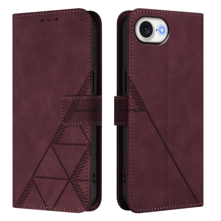 For iPhone 16e Crossbody 3D Embossed Flip Leather Phone Case(Wine Red) - iPhone 16e Cases by PMC TechLife | Online Shopping South Africa | PMC TechLife | Buy Now Pay Later Mobicred