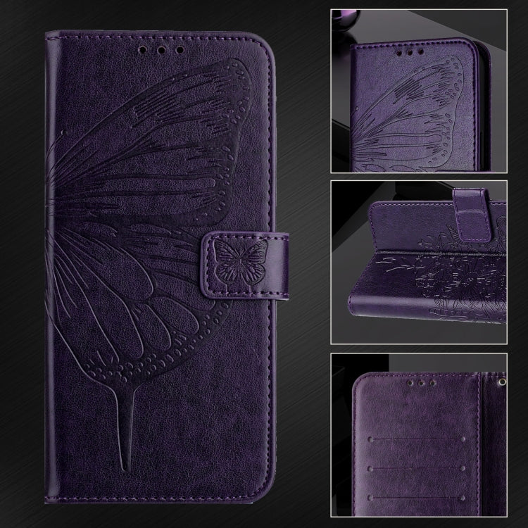 For iPhone SE 2024 Embossed Butterfly Leather Phone Case(Dark Purple) - More iPhone Cases by PMC Jewellery | Online Shopping South Africa | PMC Jewellery | Buy Now Pay Later Mobicred