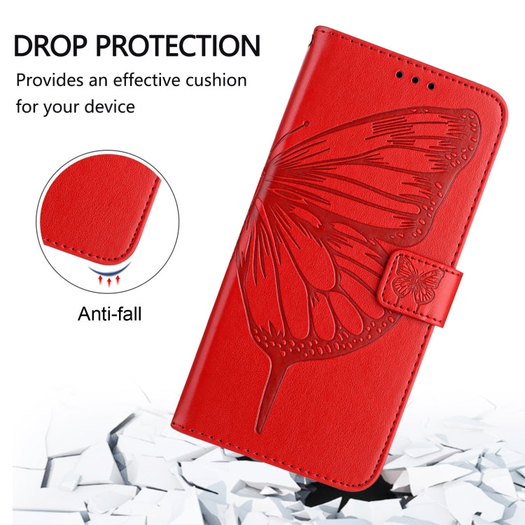 For iPhone SE 2024 Embossed Butterfly Leather Phone Case(Red) - More iPhone Cases by PMC Jewellery | Online Shopping South Africa | PMC Jewellery | Buy Now Pay Later Mobicred