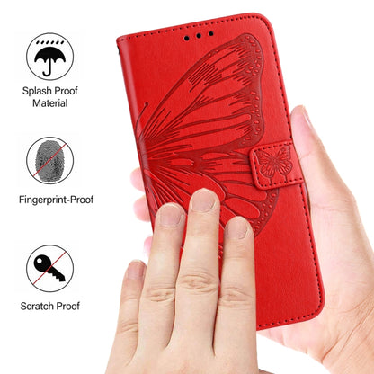 For iPhone SE 2024 Embossed Butterfly Leather Phone Case(Red) - More iPhone Cases by PMC Jewellery | Online Shopping South Africa | PMC Jewellery | Buy Now Pay Later Mobicred